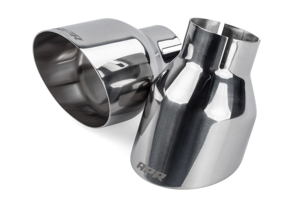 APR TPK0004: Single-Walled 4" Slash-Cut Tips (Polished Silver) - Set of 2