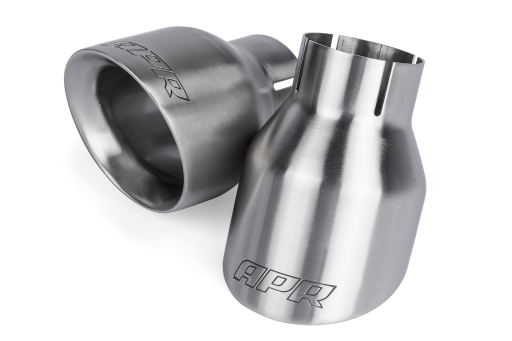 APR TPK0002: Double-Walled 4" Slash-Cut Tips (Brushed) - Set of 2
