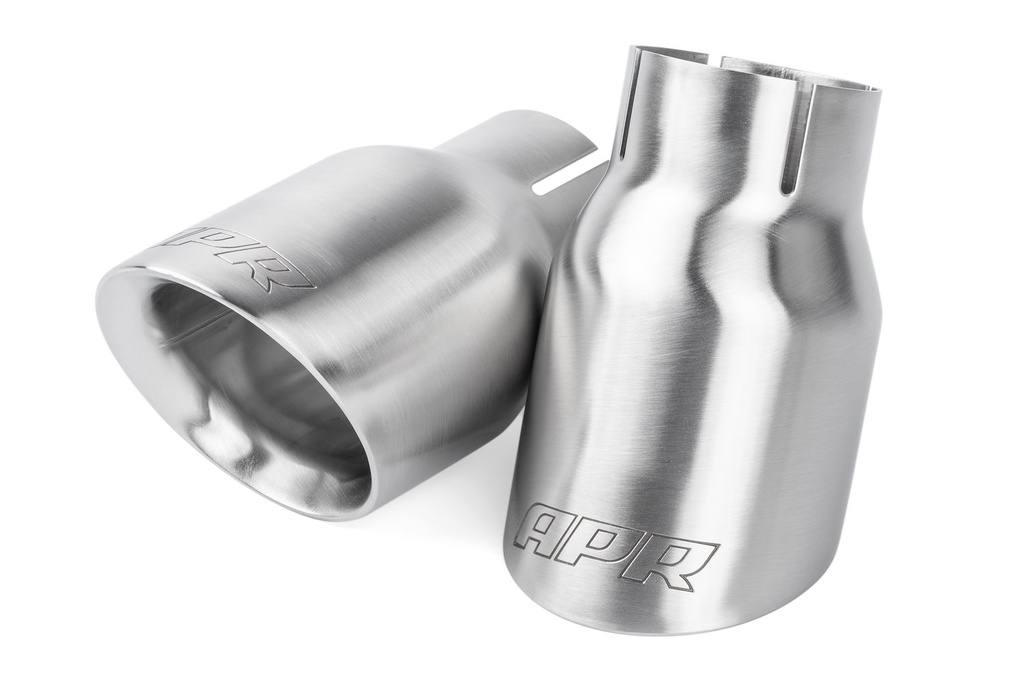 APR TPK0007: Double-Walled 3.5" Slash-Cut Tips (Brushed Silver) - Set of 2