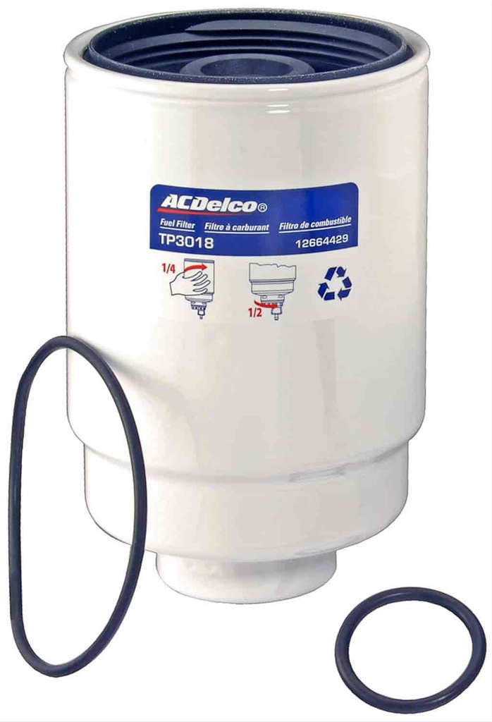 ACDelco TP3018: Diesel Fuel Filter with Seals Fits Select 2001-2016 GM 2500, 3500 Trucks, 2006 Hummer H1