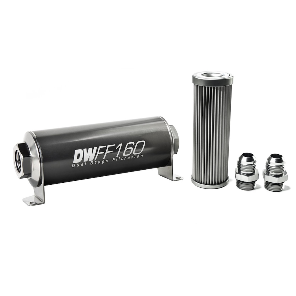 DeatschWerks 803160010K10: 803160010K10 In-line fuel filter element and housing kit stainless steel 10 micron -10AN 160mm. Universal
