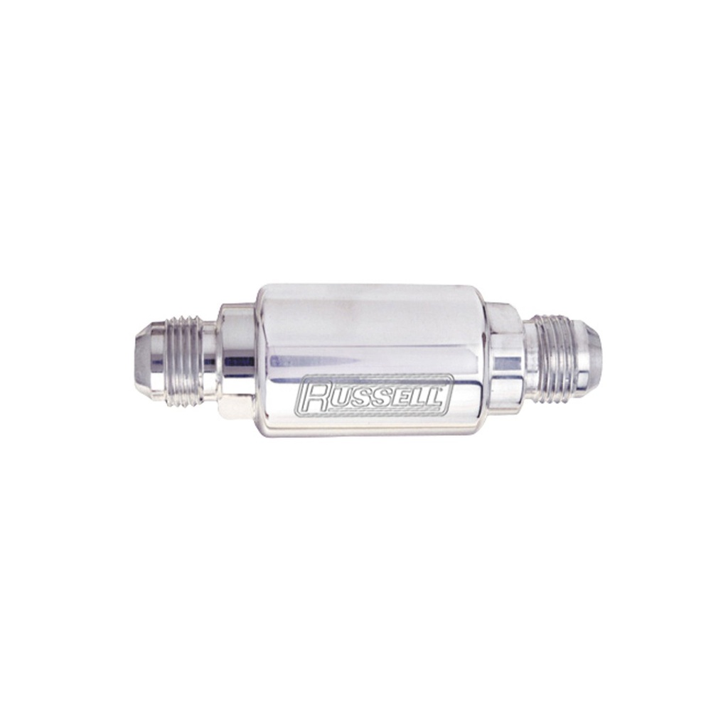 Russell 650180: Competition Fuel Filter -08 AN Male Inlet / 3/8" NPT Male Outlet