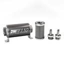 DeatschWerks 803110100K38: 803110100K38 In-line fuel filter element and housing kit stainless steel 100 micron 3/8in hose barb 110mm. Universal