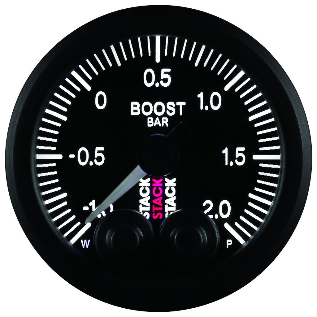 AutoMeter 52MM, BOOST PRESS, PRO-CONTROL, BLK, -1 TO +2 BAR, INCL. T-FITTING