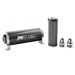 DeatschWerks 803160040K8: 803160040K8 In-line fuel filter element and housing kit stainless steel 40 micron -8AN 160mm. Universal