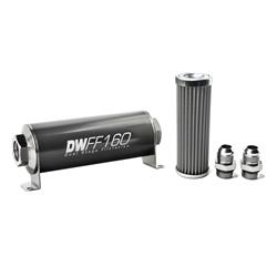 DeatschWerks 803160100K10: 803160100K10 In-line fuel filter element and housing kit stainless steel 100 micron -10AN 160mm. Universal