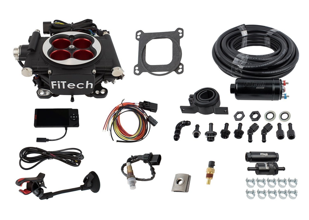 FITech Fuel Injection 31004: 31004 Go EFI-4 Power Adder 600 HP Throttle Body System Master Kit with In-line Fuel Pump