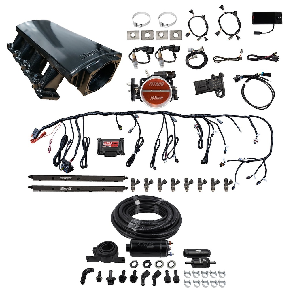 FITech Fuel Injection 71014: Ultimate LS EFI Fuel Injection System LS3/L92 750 HP with Transmission Control and Inline Fuel Pump