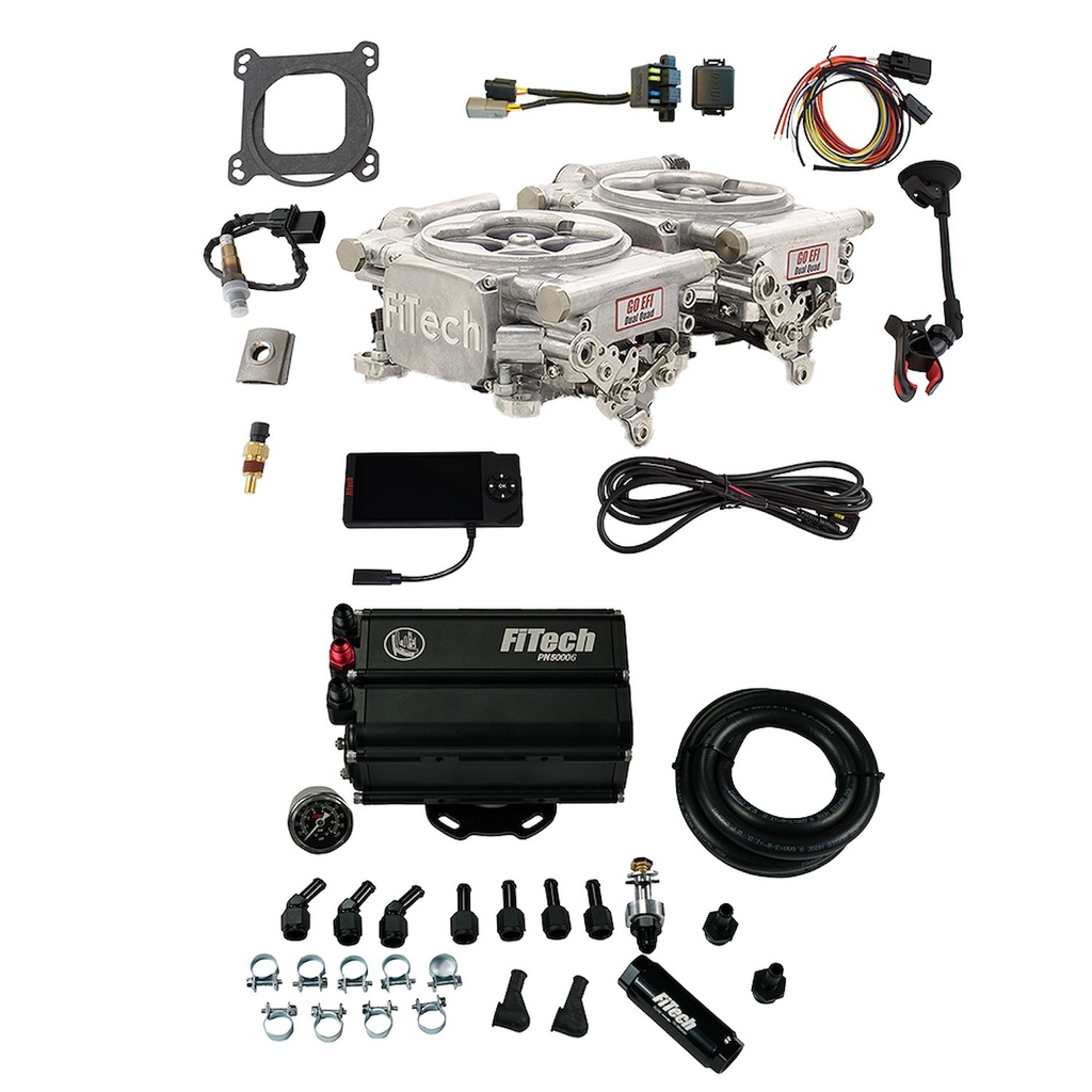 FITech Fuel Injection 35561: 35561 Go EFI 3x2 Tri Power 600 HP Classic Gold EFI System With Force Fuel Mini Delivery Master Kit