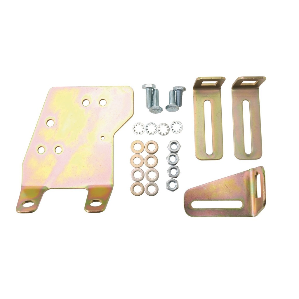Edelbrock 8036: Small Block Chevy Throttle and Transmission Kickdown Brack in Gold Finish