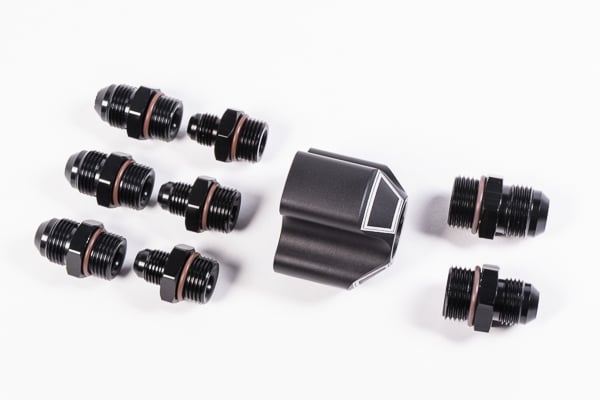 Radium Engineering 20-0237: Distribution Block, 3 Into 1 With Fittings