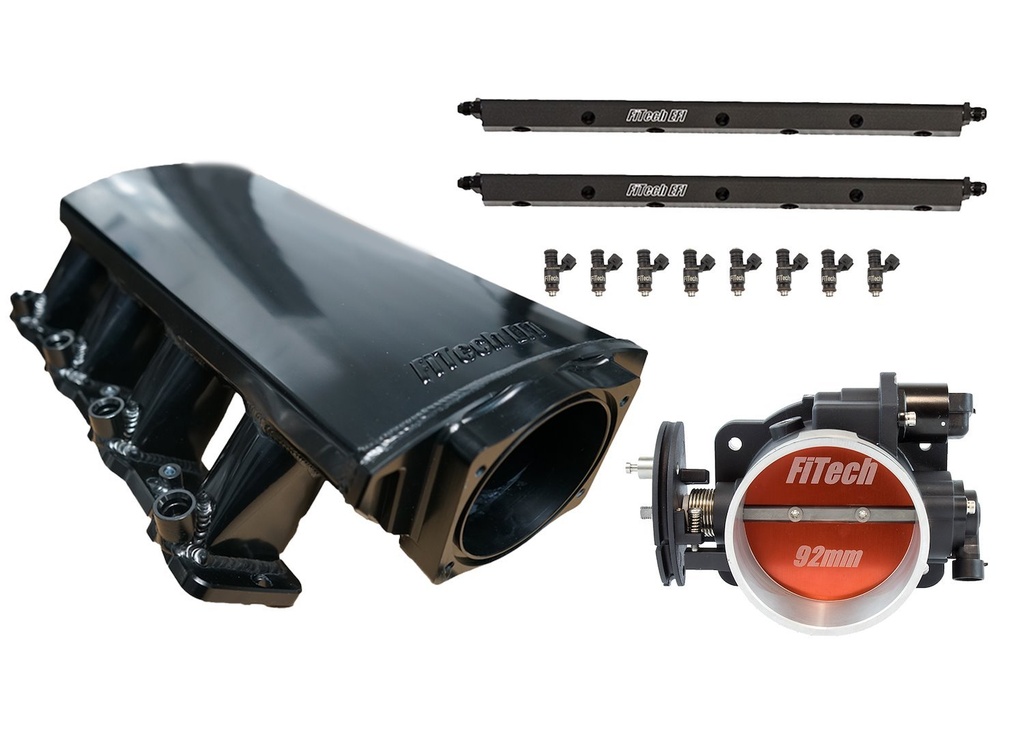 FITech Fuel Injection 70073: Loaded Intake Manifold LS3 500 HP Aluminum with 92 mm Throttle Body and 36 lbs./hr. Fuel Injectors
