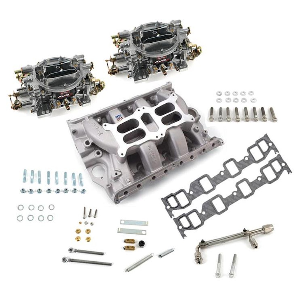 Edelbrock 2036: RPM Dual-Quad Manifold and Carburetor Kit for Ford FE 390-428