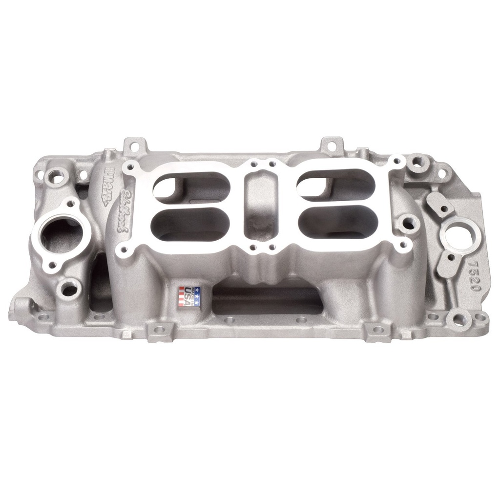 Edelbrock 7520: RPM Air-Gap Dual-Quad Manifold 1975 and Earlier BB-Chevy with Oval Ports