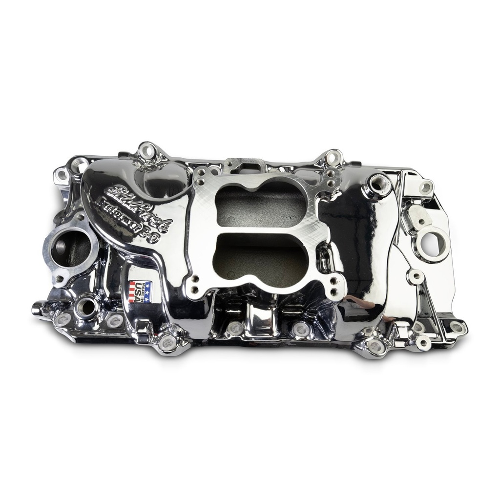Edelbrock 2161-CP: 2161-CP Performer 2-O Intake Manifold for 1965-1990 Big Block Chevy Engines w/Oval Port Heads [Chrome Plasma Finish]