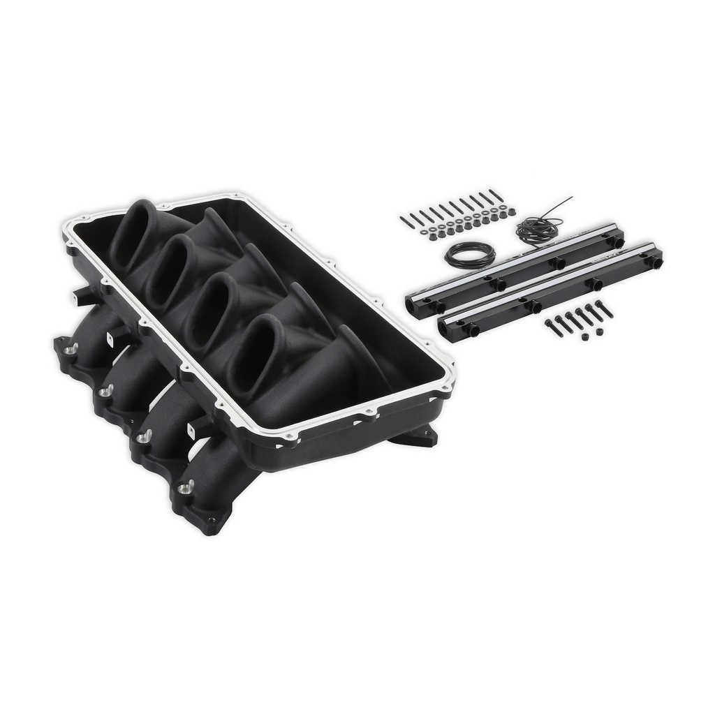 Holley 300-920BK: 300-920BK Hi-Ram Modular Intake Manifold Base w/Fuel Rails for Ford Coyote Engines (Black)