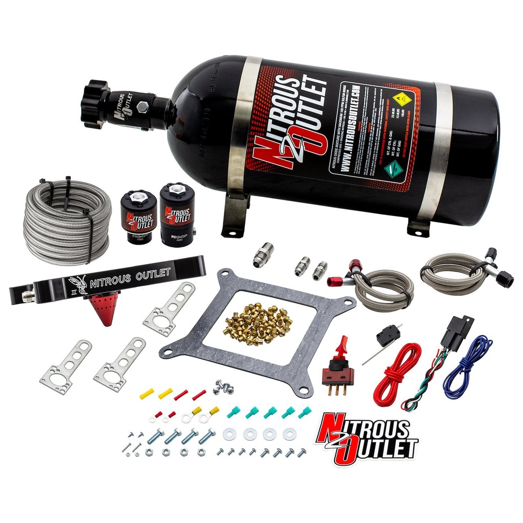 Nitrous Outlet 00-10600-10: 00-10600-10 4150 Stinger 2 System, Braided Hoses/.122 Nitrous Solenoid/.177 Fuel Solenoid/Universal Solenoid Brackets, Gas/E85