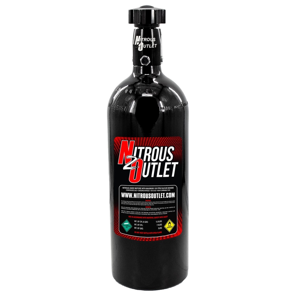 Nitrous Outlet 00-30130: 00-30130 5lb Nitrous Bottle, .508 ID Billet Valve