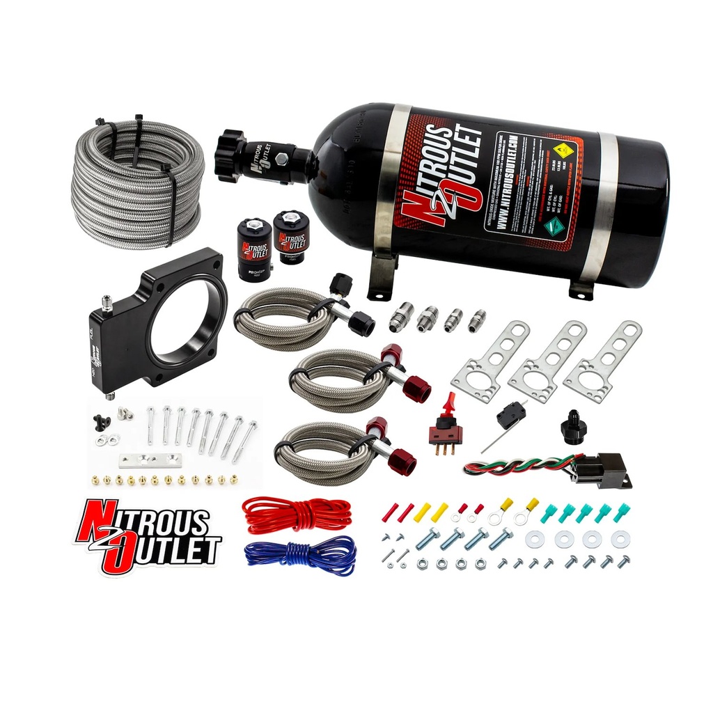 Nitrous Outlet 00-10107-10: 00-10107-10 GM 90 mm LSX Truck Plate System, Gas/E85, 5-55psi, 50-200HP, 10lb Bottle