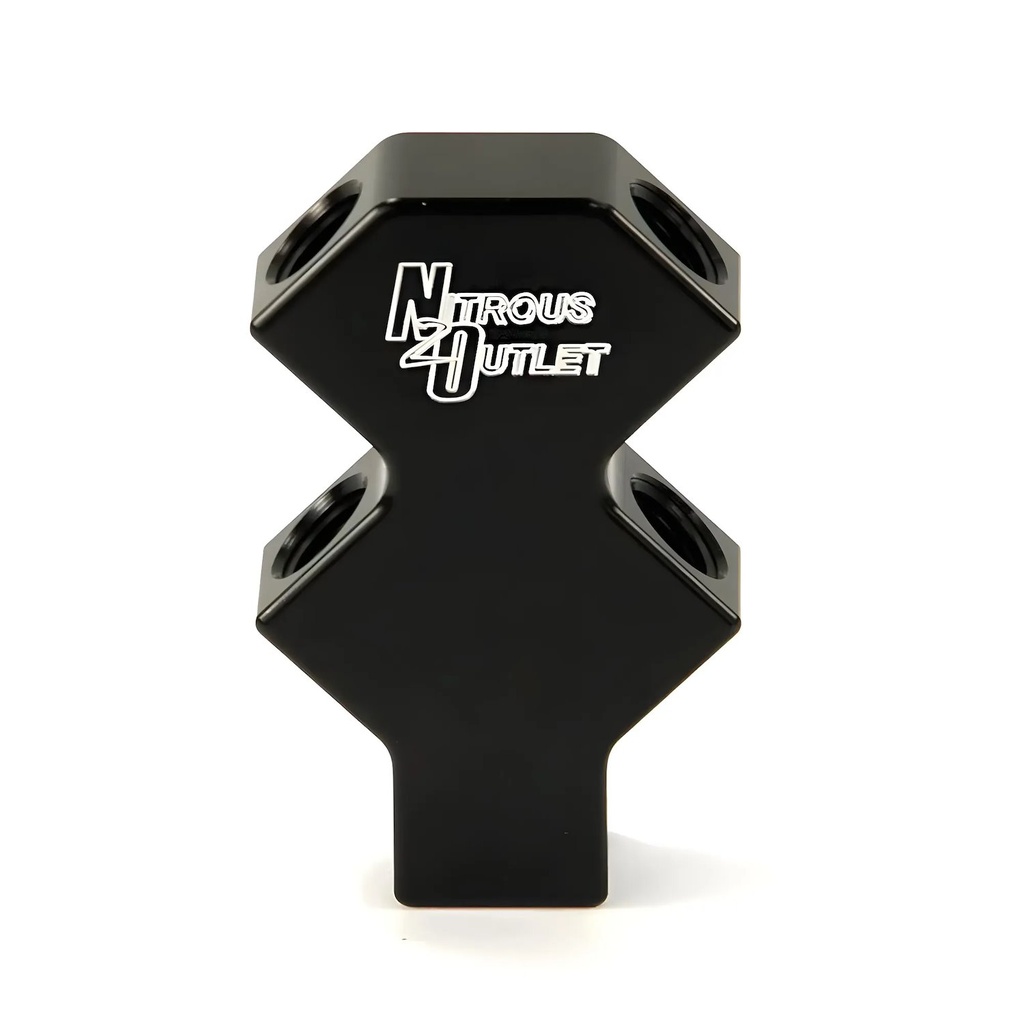 Nitrous Outlet 00-01711: 00-01711 4-Way 1/4 in. NPT High Flow Stacked Y Distribution Block, 1 Female in/4 Female out