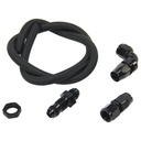 Nitrous Outlet 00-35041-B-S: 00-35041-B-S 8AN Pressure Relief Kit, 90-Degree to Straight Bulk Head/3' Steel Braided Hose/Black Fittings