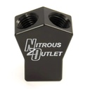 Nitrous Outlet 00-01710: 00-01710 1/4 in. NPT High Flow Y Distribution Block, 1 Female in/2 Female out