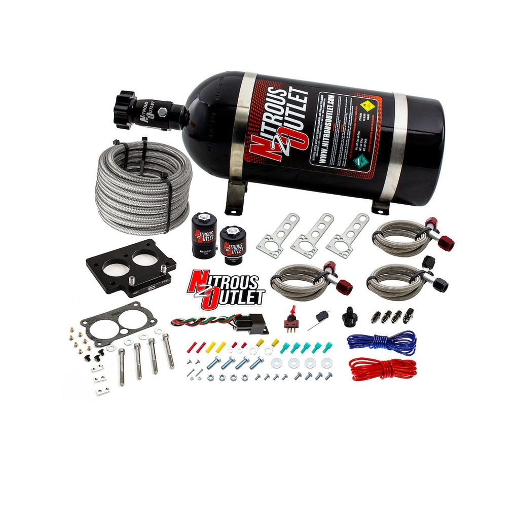 Nitrous Outlet 00-10101-12: 00-10101-12 GM 58 mm LT1/TPI Plate System, Gas/E85, 5-55psi, 50-200HP, 12lb Bottle