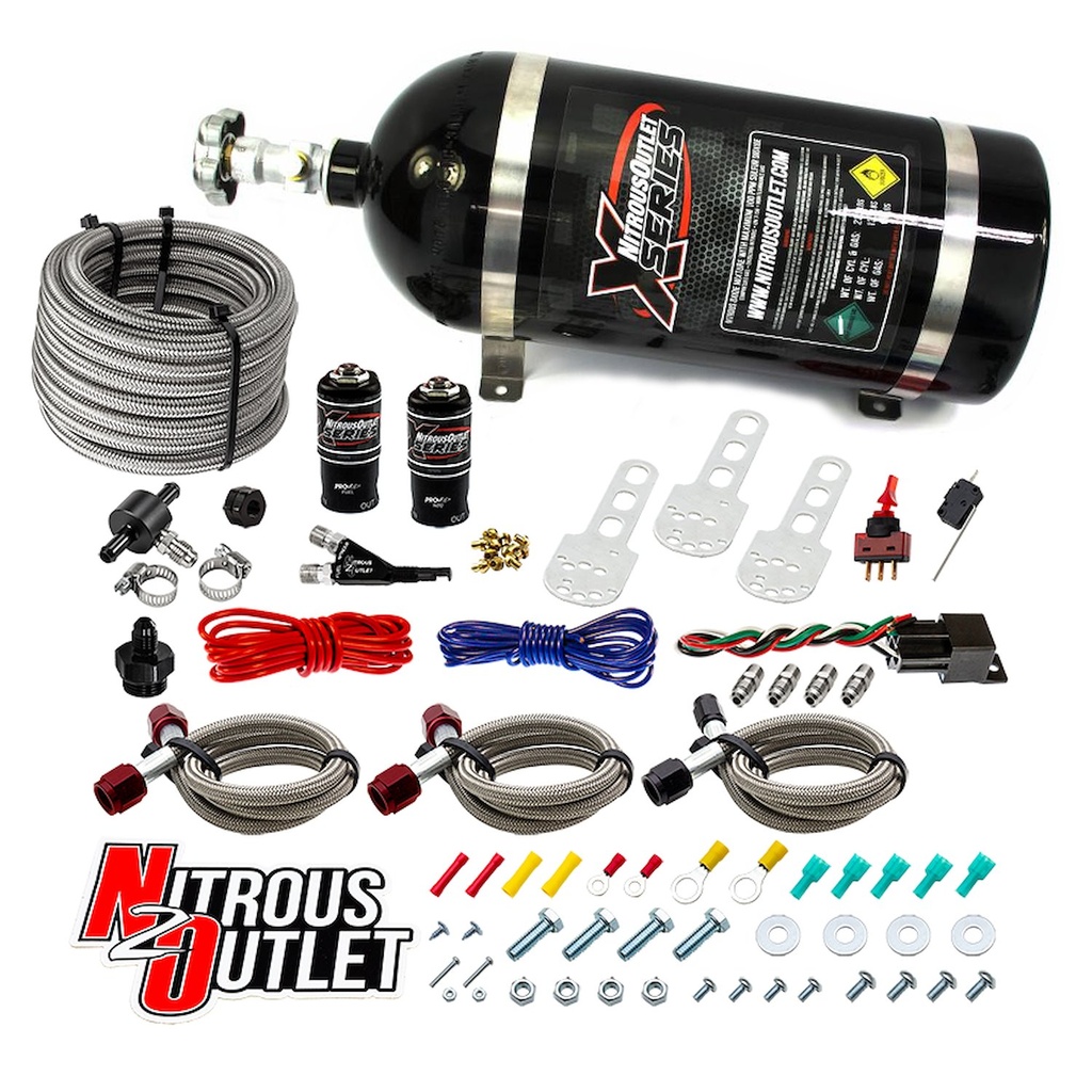 Nitrous Outlet 22-84001: 22-84001 X-Series Sport Compact EFI Single-Nozzle System, Gas/E85, 5-55psi, 35-200HP