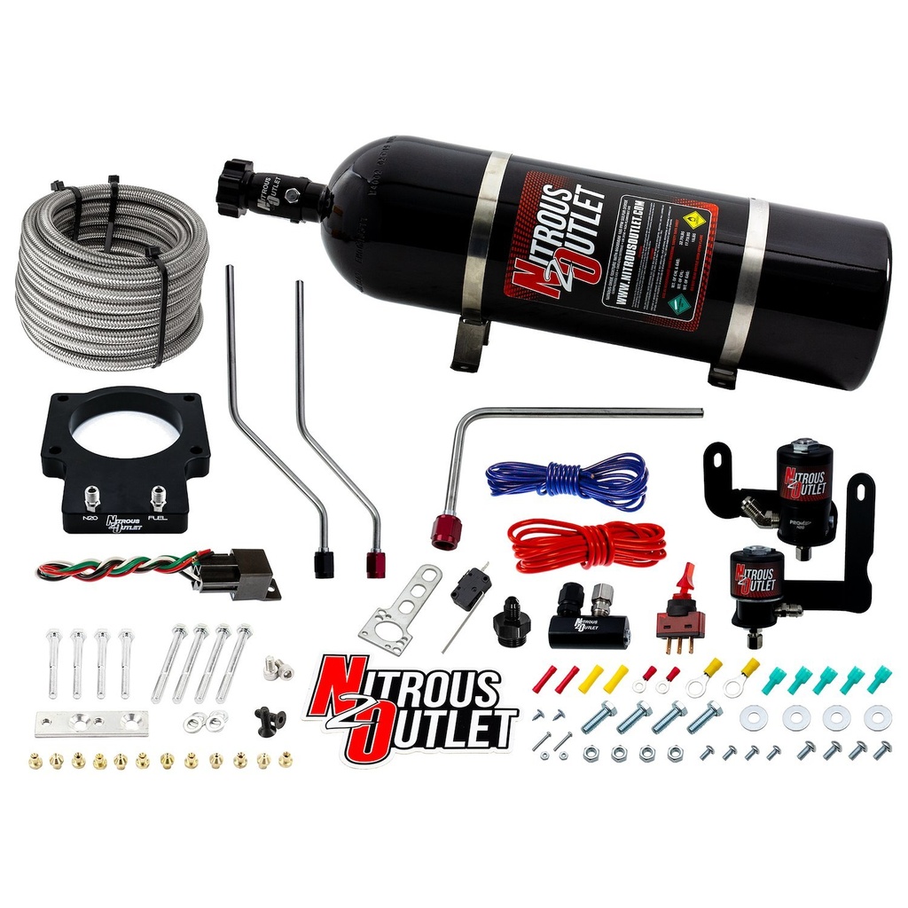 Nitrous Outlet 0010123LS315: 00-10123-LS3-15 GM 90 mm 2008-2013 C6 LS3 Corvette Hard-Line Plate System, Gas/E85, 5-55psi, 50-200HP, 15lb Bottle