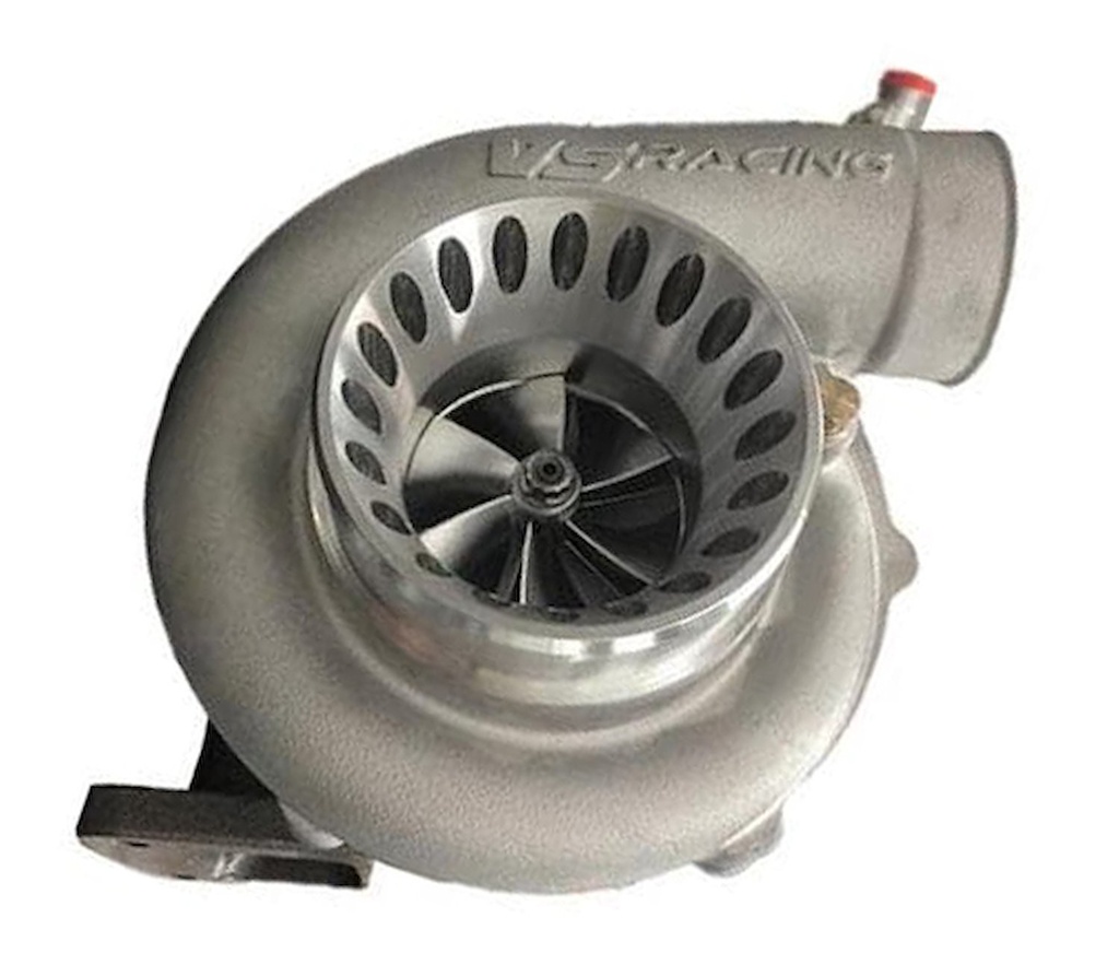 VS Racing VSR6766BLT: VSR6766BLT96JB 67/66 Billet T-Series Turbocharger, T4 Inlet Flange, 0.96 A/R Ratio [External Wastegate]