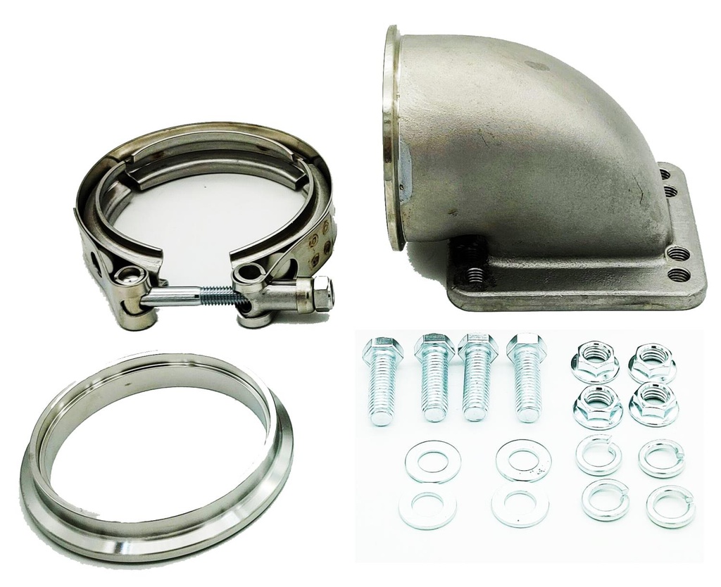 Granatelli 540209: 540209 Turbo Adapter, Cast Elbow 90, 3.0 in. V-Band T3/T4 Housing, Threaded