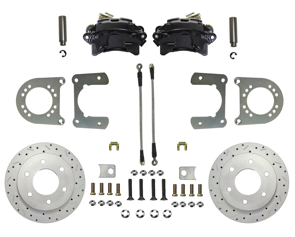 Leed Brakes BRC6001X: BRC6001X Brake Conversion Kit, Rear Disc Brake Kit w/Drilled Rotors & Black Powder Coated Calipers