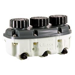 Tilton 72-578: Low-Profile Three Chamber Plastic Reservoir -4AN Fittings