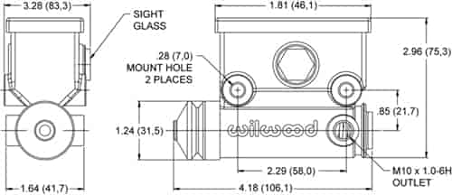 Wilwood 260-13523: Side Mount ATV Master Cylinder 19mm Bore
