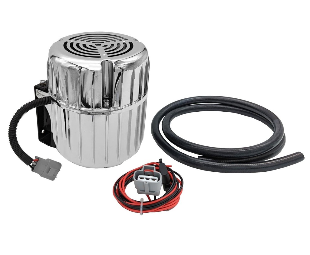 Granatelli 410102C: 410102C Vacuum Brake Booster Lift Pump, 12 Volt, Rotary Vein, Complete w/Chrome Enclosure