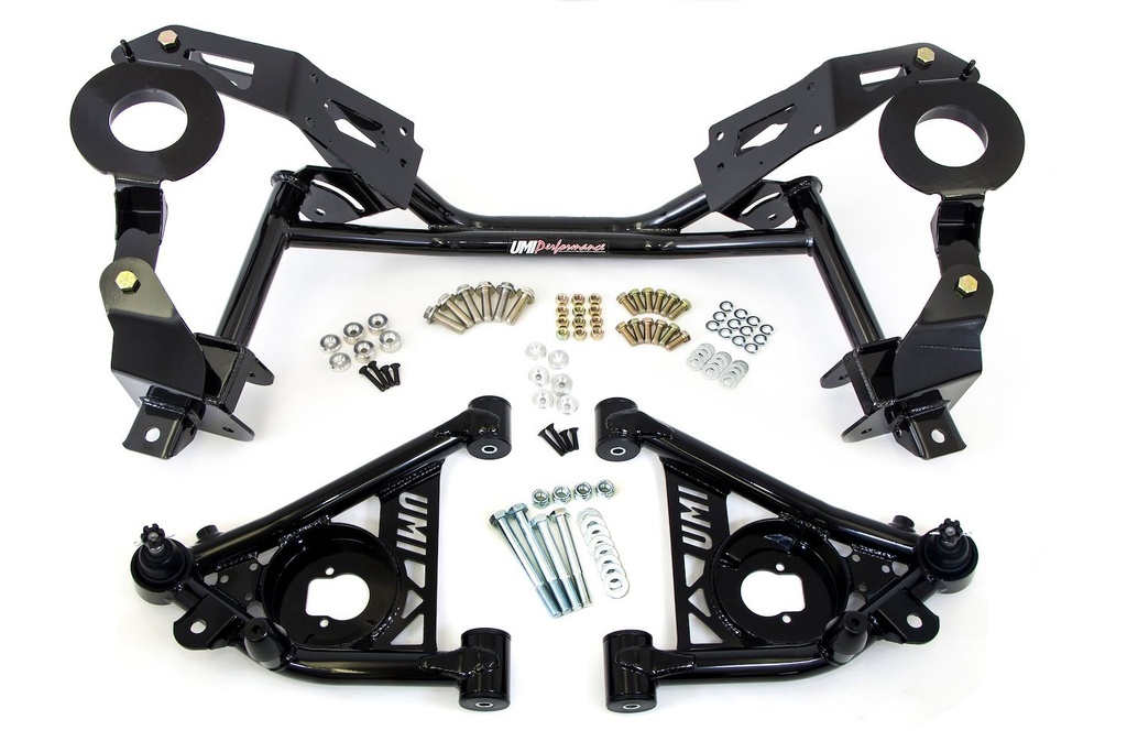 UMI Performance 240131-B: We all know weight equals horsepower. UMI?s direct bolt-in replacement K-member and lower a-arm kit