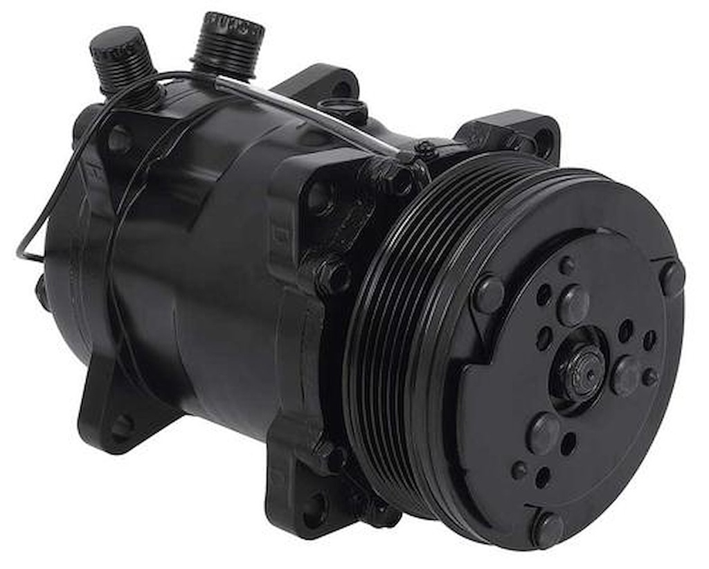 OER AC9560B: AC9560B Sanden 508 Style A/C Compressor w/ 6-Rib Serpentine Clutch Pulley, Black Finish, SD508/SD5H14