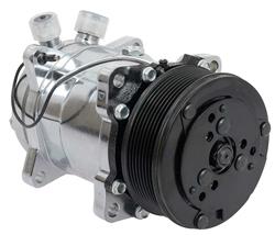 OER AC6698C: AC6698C Sanden 508 Style A/C Compressor w/ 8-Rib Serpentine Clutch Pulley, Chrome Finish, SD508/SD5H14