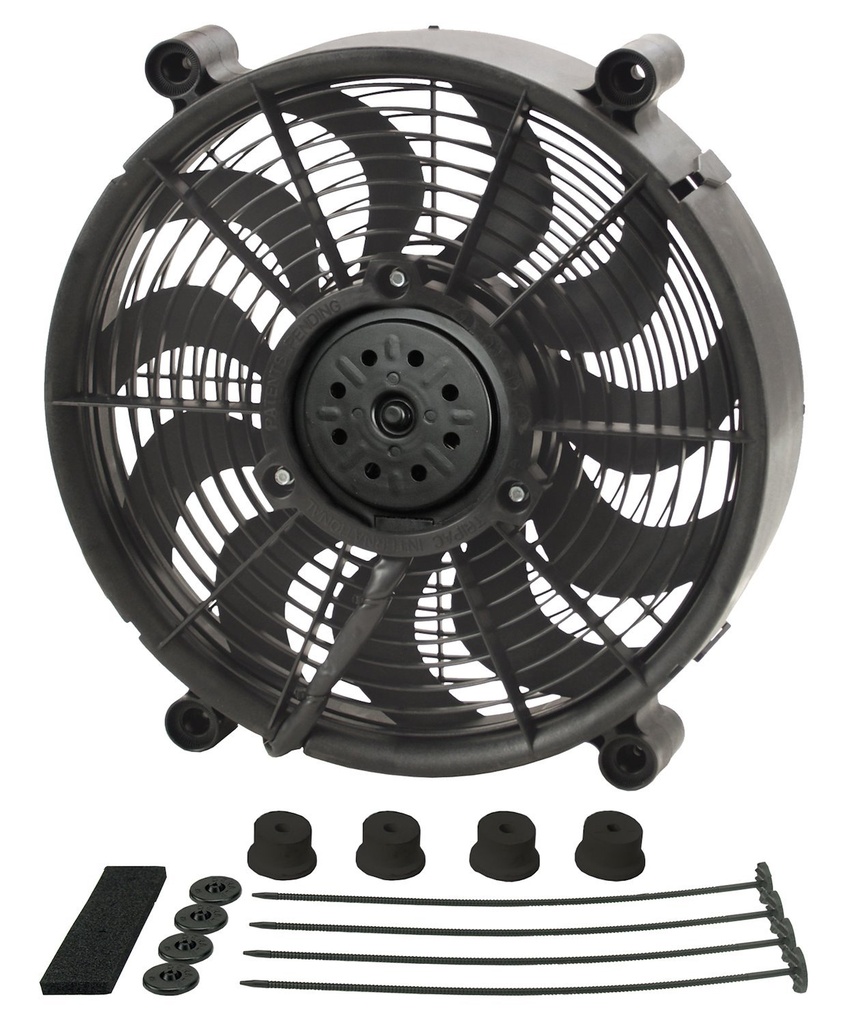 Derale 18212: 12" High Output Single RAD Electric Fan - Standard Mounting Kit 1450/1000 cfm