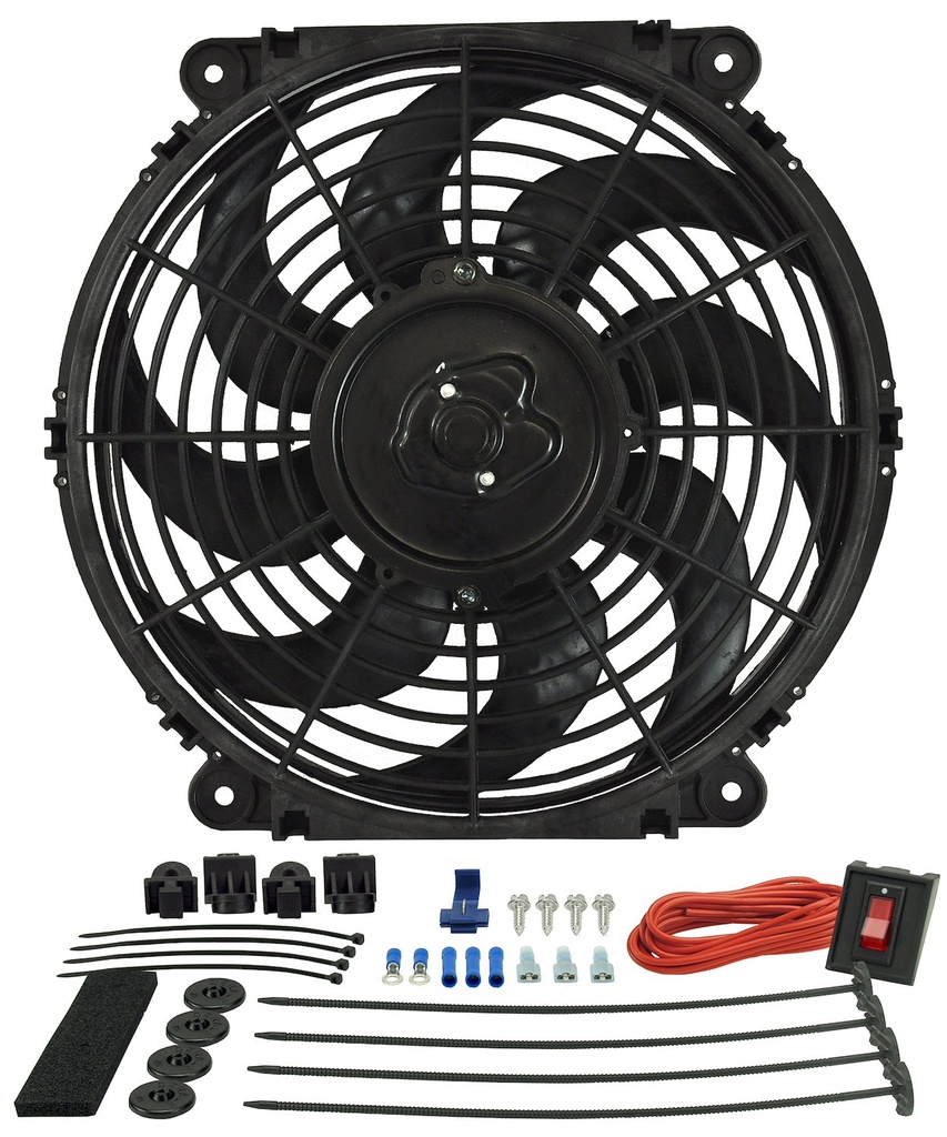Derale 16512: 12" Tornado Electric Fan - Premium Hardware Kit 880 CFM