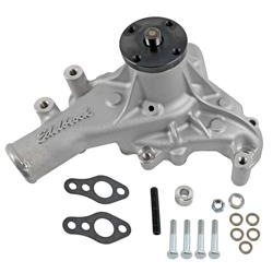 Edelbrock 88110: 88110 Aluminum Water Pump for 1955-1965 Small-Block Chevy/90-Deg V6, Long [Satin Finish]