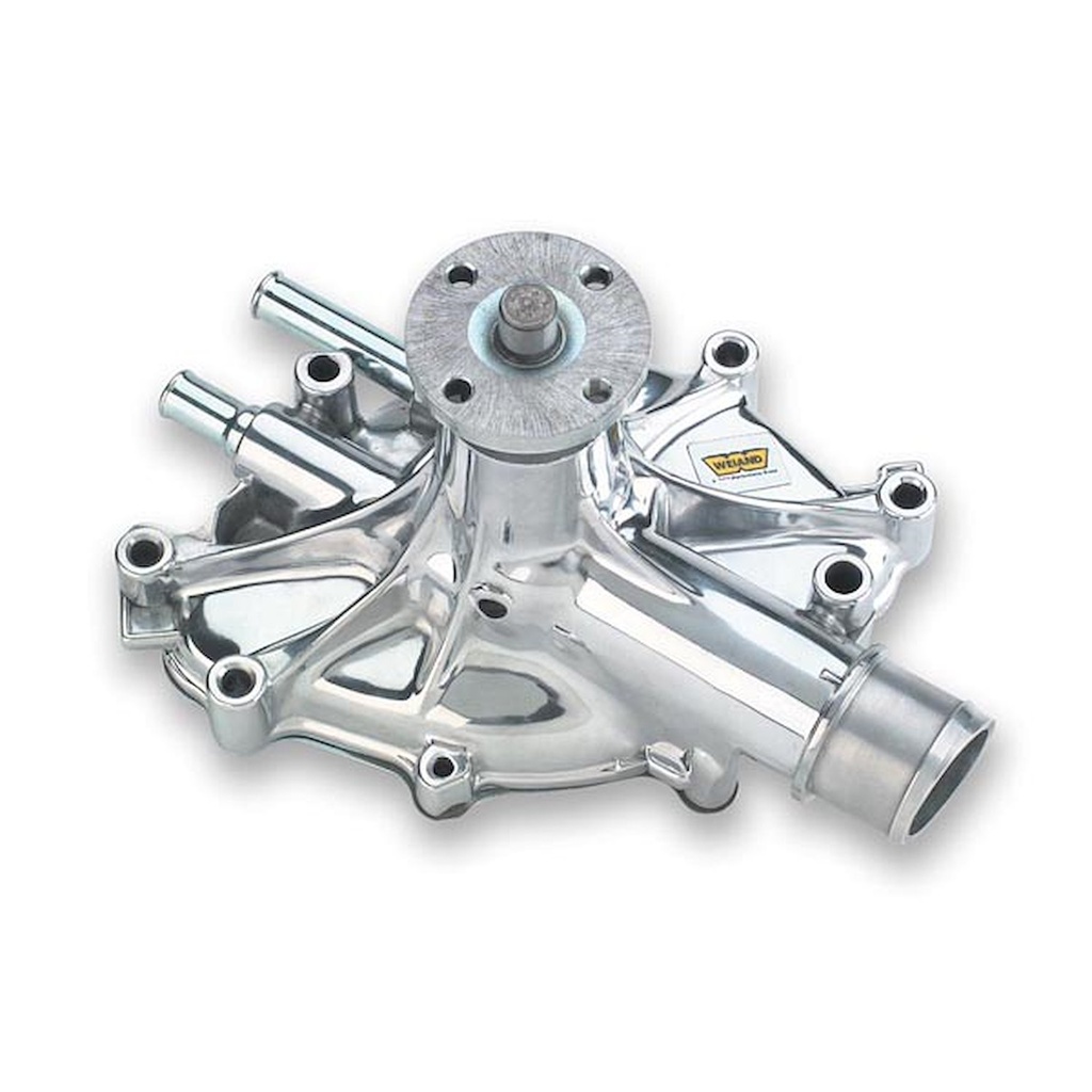 Weiand 8215P: 8215P Action +Plus Aluminum Water Pump for 1986-1993 Ford Mustang 5.0L [Polished Finish]