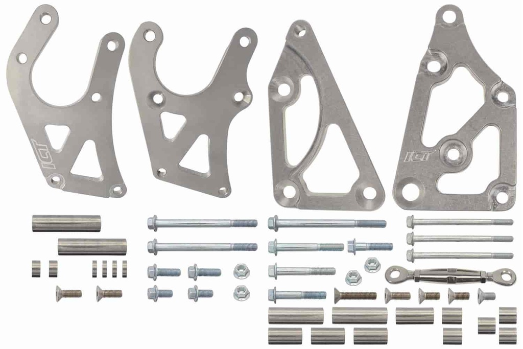 ICT Billet 551396LS0-3: Alternator and Power Steering Pump Bracket Kit GM LS