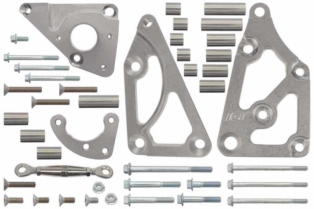 ICT Billet 551498LS0-3: Alternator and Power Steering Pump Bracket Kit GM LS Truck Engine