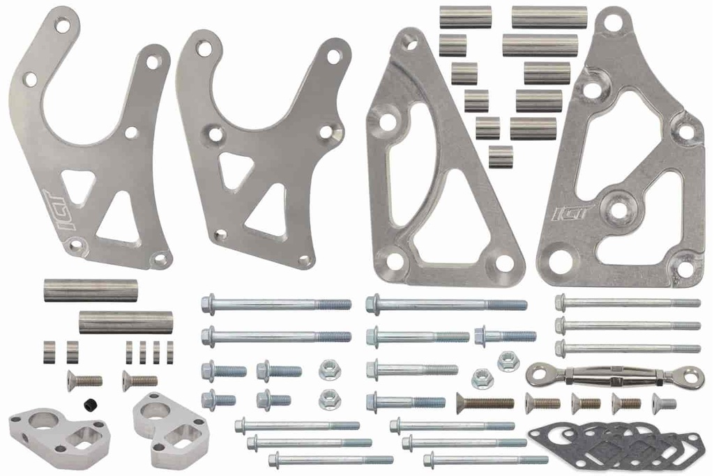 ICT Billet 551396LS0WP3: Alternator and Power Steering Pump Bracket Kit GM LS