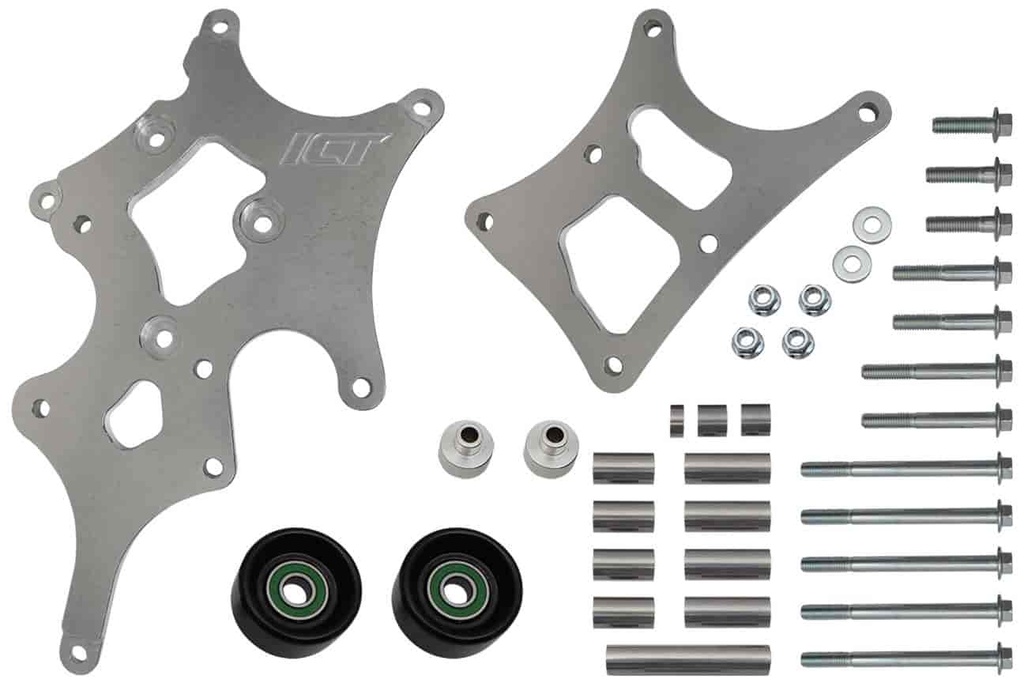 ICT Billet 551787A-3: 551787A-3 LS Truck LSA Supercharger Swap 6 rib Alternator and Power Steering Bracket Kit