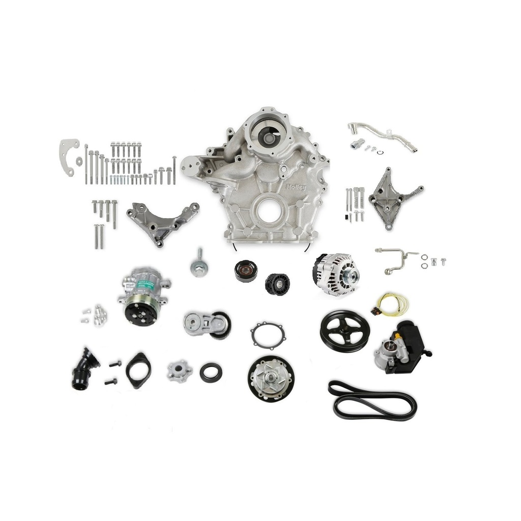 Holley 20-310: 20-310 Ford 7.3L Godzilla High-Mount Complete Accessory Drive Kit [Natural Finish]