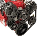 Billet Specialties BLK13220: SB-Chevy Tru Trac Serpentine Belt System with Power Steering, with A/C Black Anodized Finish
