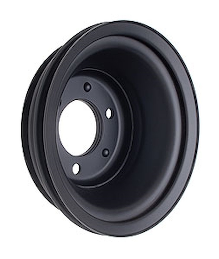 Trans Dapt 8624: Black Powder Coated Crankshaft Pulley 1969-85 Long Waterpump