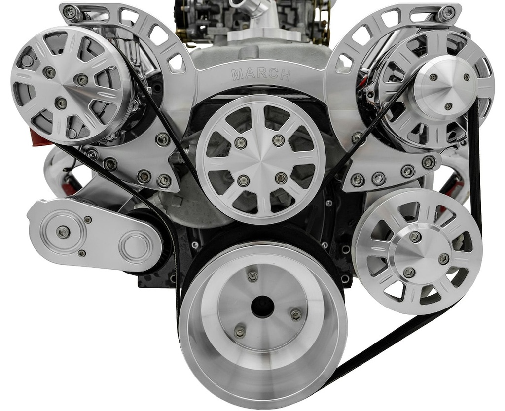 March Performance 21615: 21615 Small Block Chevy Sport Track Ultra Serpentine System - AC & PS - GMT2